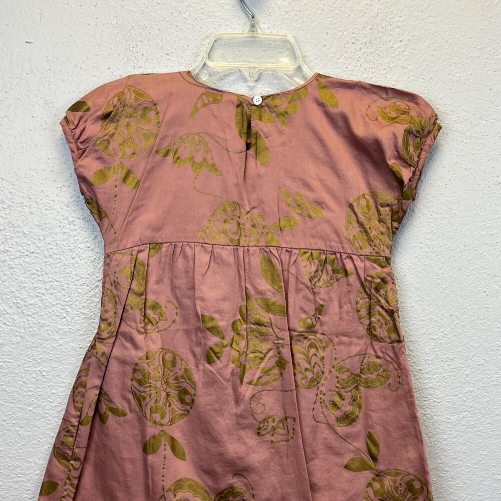 Tea Collection Girl's 100% Cotton Dusty Rose Floral Short Sleeve Dress - Size 6 - Picture 6 of 7